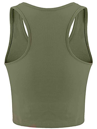 Boao 4 Pieces Basic Crop Tank Tops Sleeveless Racerback Crop Top for Women(Black, White, Army Green, Coffee,Medium)