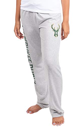 Ultra Game NBA Milwaukee Bucks Womens Sleepwear Super Soft Hacci Pajama Loungewear Pants, Heather Gray, Large