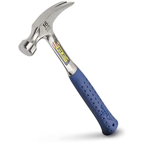 ESTWING Hammer - 16 oz Straight Rip Claw with Smooth Face and Shock Reduction Grip - E3-16S