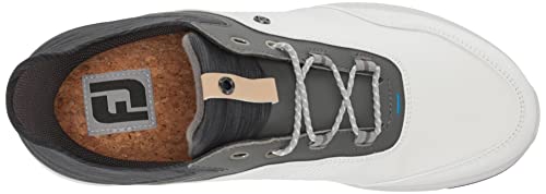 FootJoy Men's Stratos Golf Shoe, White/Charcoal, 10.5