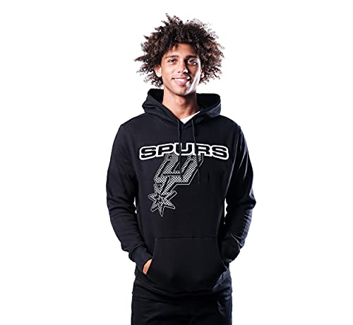 Ultra Game Men's NBA Fleece Hoodie Pullover Sweatshirt Primo Metallic, San Antonio Spurs, Black, Small, Model:GHM1867F