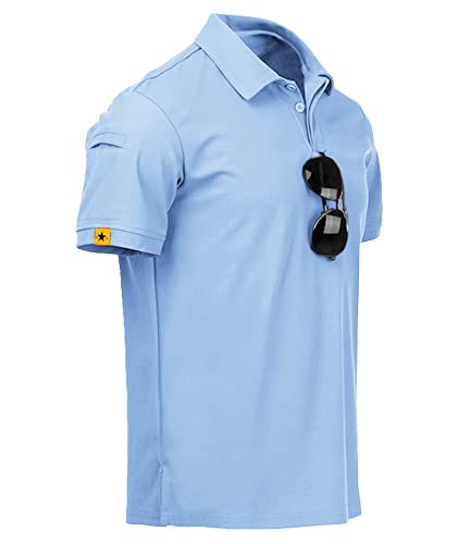 ZITY Mens Polo Shirt Short Sleeve Sports Golf Tennis T-Shirt 012-MoonBlue L