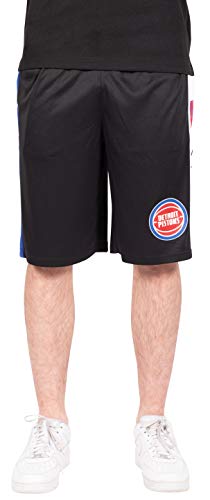 Ultra Game NBA Detroit Pistons Mens Mesh Basketball Shorts, Black, Large