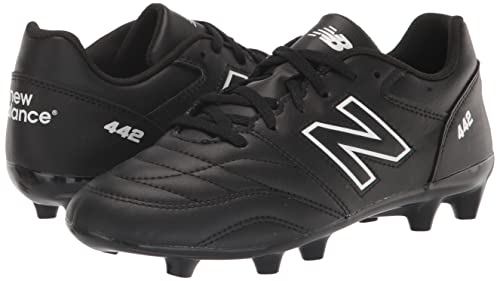 New Balance Boy's 442 V2 Academy FG Junior Soccer Shoe, Black/White, 4 Big Kid