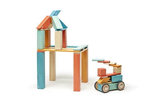 42 Piece Tegu Magnetic Wooden Block Set, Sunset, 1-99 years old