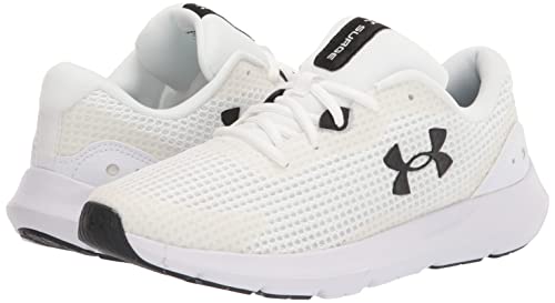Under Armour Women's Surge 3 Running Shoe, White (100)/Black, 10.5