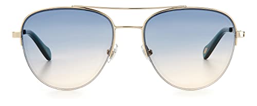 Fossil Women's Female Sunglass Style FOS 2106/G/S Aviator, Gold Green, 54mm, 17mm