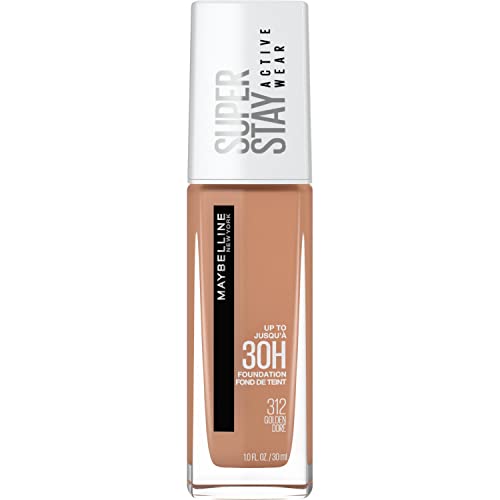 Maybelline Super Stay Full Coverage Liquid Foundation Active Wear Makeup, Up to 30Hr Wear, Transfer, Sweat and Water Resistant, Matte Finish, Golden, 1 Count