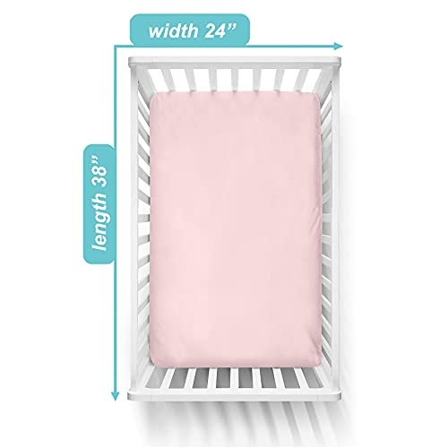 TL Care 100% Natural Cotton Value Jersey Knit Fitted Portable/Mini-Crib Sheet, Pink, Soft Breathable, for Girls, 24' x 38'