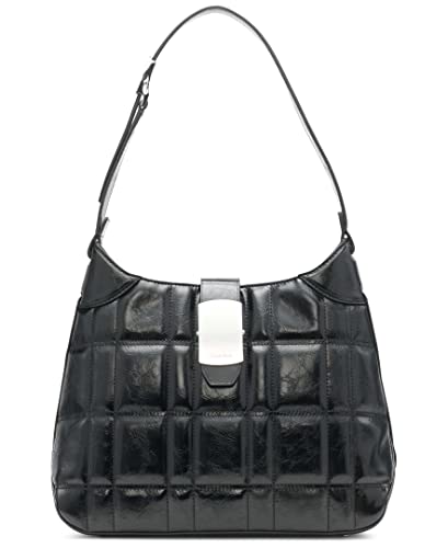 Calvin Klein Frankie Shoulder Bag, Black Quilted Grid