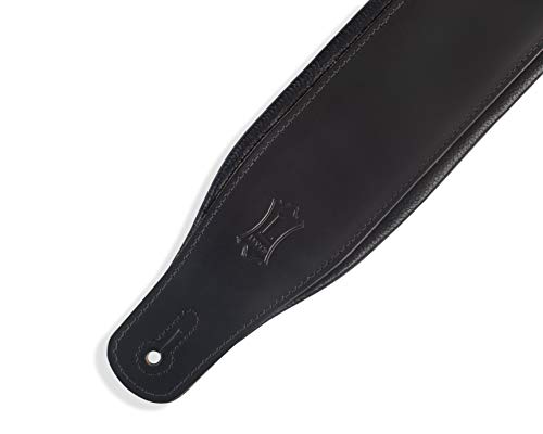 Levy's Leathers 3' Wide Leather Guitar Strap with Foam Padding and Garment Leather Backing; Black (M26PD-BLK)