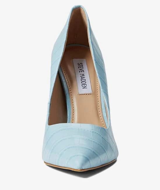 (Light Blue Croco, 6.5) Steve Madden Vala Blue Pointed Toe Stiletto Shoes Heels for Womens Dress Pumps