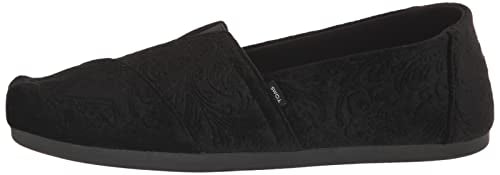 TOMS Women's Alpargata Recycled Cotton Canvas” Loafer Flat, Black Floral, 7