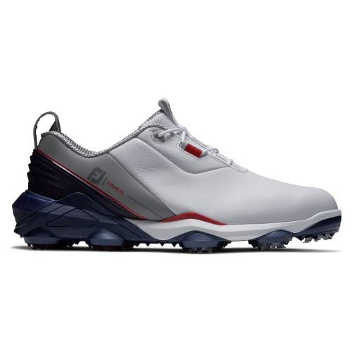 FootJoy Men's Tour Alpha Golf Shoe, White/Navy/Grey, 11