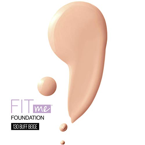 Maybelline Fit Me Dewy + Smooth SPF 18 Liquid Foundation Makeup, Buff Beige, 1 Count