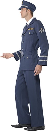 Smiffys Men's M-US Size 38'-40' Ww2 Air Force Captain Costume, Blue