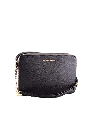 Michael Kors Women's Jet Set Crossbody Leather Bag, Black, Large