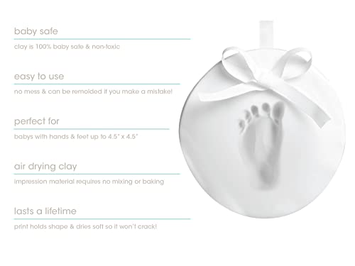 Tiny Ideas Baby Handprint or Footprint DIY Keepsake Ornament Kit, Nursery Décor, Creative Baby Gift, Addition to Baby Registry, White