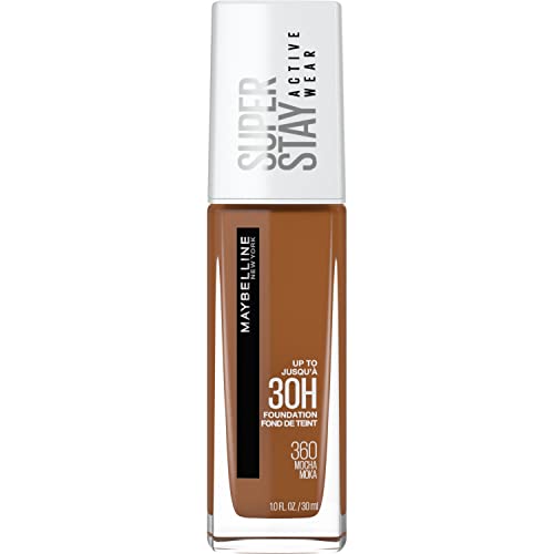 Maybelline Super Stay Full Coverage Liquid Foundation Active Wear Makeup, Up to 30Hr Wear, Transfer, Sweat and Water Resistant, Matte Finish, Mocha, 1 Count