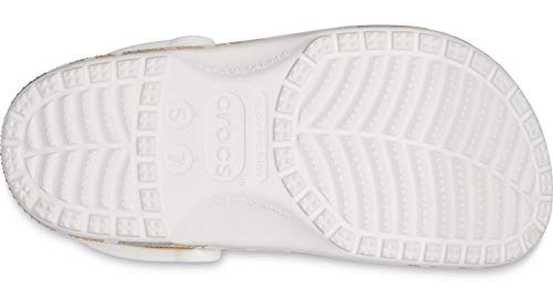 Crocs Unisex-Adult Classic Camo Clogs, White/Camo, 5 Men/7 Women