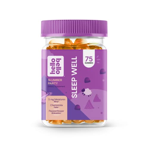 Hello Bello Sleep Well Melatonin + Botanicals Vitamins I Vegan and nonGMO Natural Berry Flavor Gummies with Passionflower and Chamomile I 5mg of Meletonin per Serving I 75 Count (1 Pack)