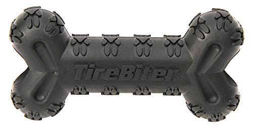 Mammoth TireBiterII Bone with Treat Station – Natural Rubber Dog Toys for Extreme Chewers – Dog Toys for Extra Long Interactive Play – Aggressive Chewer Toys for Dogs - Large 7.25