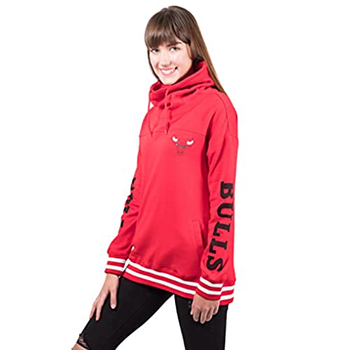 Ultra Game NBA Chicago Bulls Womens Quarter Zip Fleece Pullover Sweatshirt with Zipper, Team Color, Large