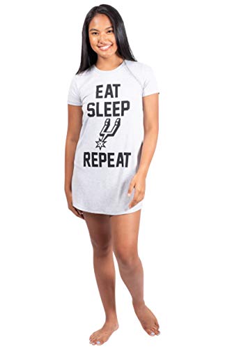 Ultra Game NBA San Antonio Spurs Womens Super Soft Sleepwear Pajama Loungewear Tee Shirt Nightgown, Heather Gray, Small
