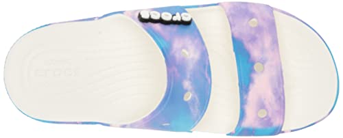 Crocs Unisex-Adult Classic Tie Dye Two-Strap Sandals, Rainbow Galaxy, 13 Men/15 Women