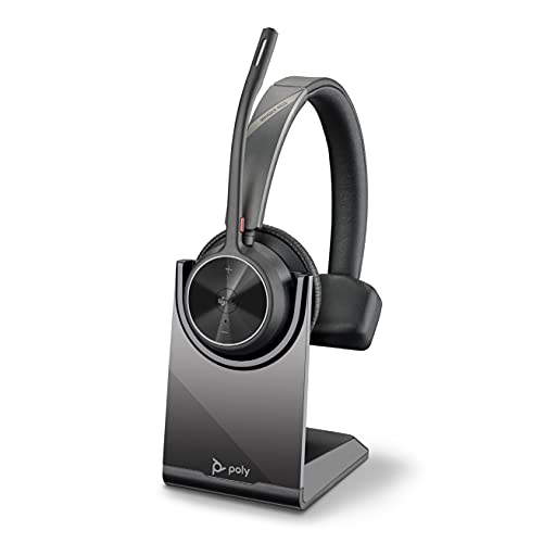 Poly - Voyager 4310 UC Wireless Headset + Charge Stand (Plantronics) - Single-Ear Headset- Connect to PC/Mac via USB-A Bluetooth Adapter, Cell Phone via Bluetooth-Works w/ Teams (Certified), ZoomandMore