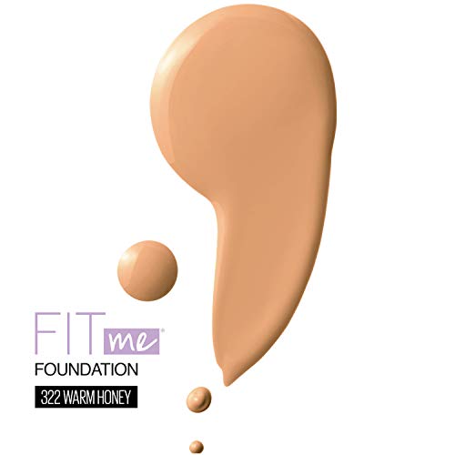 Maybelline Fit Me Dewy + Smooth SPF 18 Liquid Foundation Makeup, Warm Honey, 1 Count