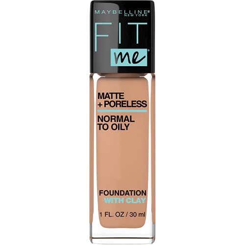 Maybelline Fit Me Matte + Poreless Liquid Foundation Makeup, Natural Tan, 1 fl. oz. Oil-Free Foundation