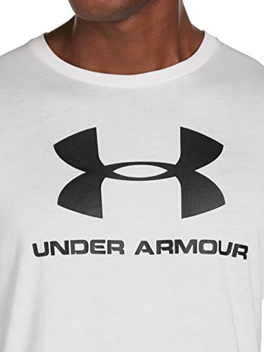 Under Armour mens Sportstyle Logo Short-sleeve T-shirt , White (100)/Black , Small