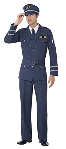 Smiffys Men's M-US Size 38'-40' Ww2 Air Force Captain Costume, Blue