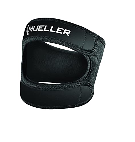 Mueller Sports Medicine Adjustable Max Knee Strap, Patella Tendon Support, for Men and Women, Black, One Size (Pack of 1)