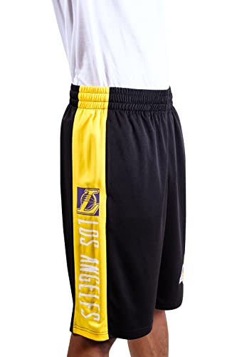Ultra Game NBA Los Angeles Lakers Mens Mesh Basketball Shorts, Black, Small