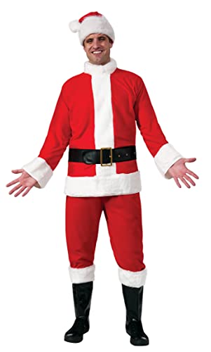 Rubie's mens Bright Red Flannel Santa Suit With Gloves Adult Sized Costumes, Red/White, Standard US