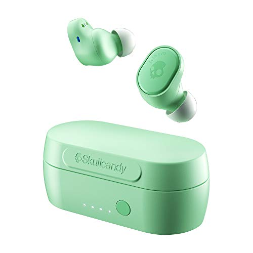 Skullcandy Sesh Evo True Wireless In-Ear Bluetooth Earbuds Compatible with iPhone and Android / Charging Case and Microphone / Great for Gym, Sports, and Gaming IP55 Water Dust Resistant - Mint Green