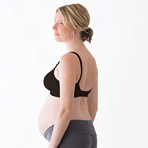 Medela Maternity and Nursing T-Shirt Bra, Non Wired and Ultra Comfortable Maternity Bra that Grows With You, Large, Black