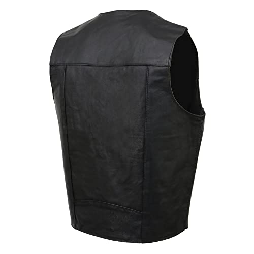 EVENT LEATHER EL5310 Black Motorcycle Leather Vest for Men - Riding Club Adult Motorcycle Vests - X-Large