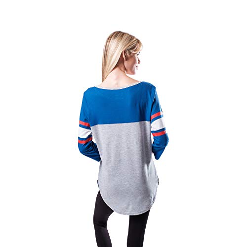 Ultra Game NBA Detroit Pistons Womens T-Shirt Raglan Baseball 3/4 Long Sleeve Tee Shirt, Heather Gray, X-Large