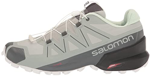 Salomon Speedcross 5 Trail Running Shoes for Women, Wrought Iron/Spray/White, 6.5