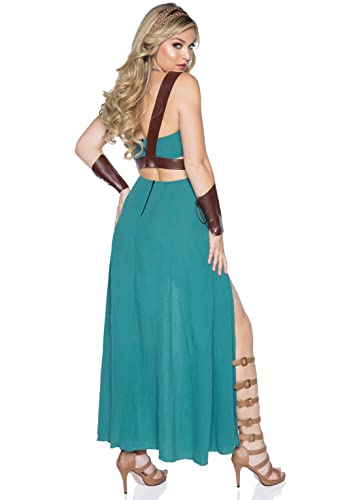 Leg Avenue 4 Piece Warrior Maiden Set-Sexy Halloween Costume Dress with Harness and Arm Cuffs for Women, Green, Large