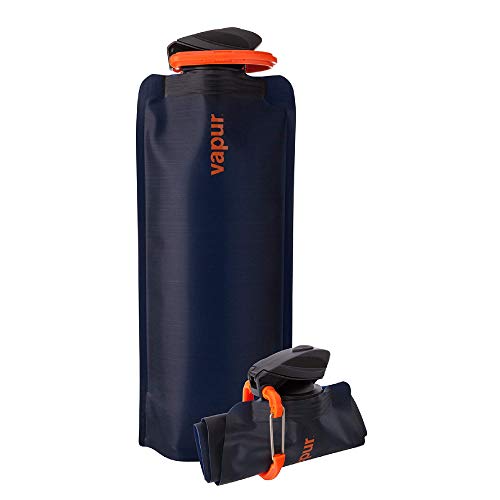 Vapur Eclipse Flexible Water Bottle - with Carabiner, 1 Liter (33 oz) - Night Blue