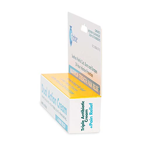 (4 Pack) Globe Triple Antibiotic Cream + Pain Relief, Neomycin, Polymyxin B, Pramoxine HCl, Soothes Painful Cuts, Burns and Scrapes, 24 Hour Infection Protection