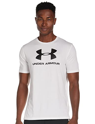Under Armour mens Sportstyle Logo Short-sleeve T-shirt , White (100)/Black , Small