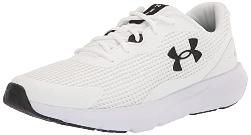 Under Armour Men's Surge 3 Road Running Shoe, White (100)/Black, 7