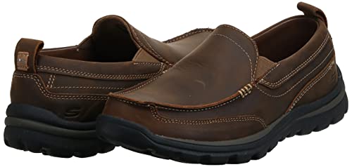 Skechers mens Superior Gains Loafer, Dark Brown, 7.5 X-Wide US