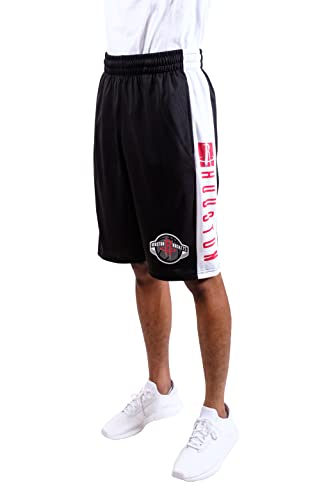 Ultra Game NBA Houston Rockets Mens Mesh Basketball Shorts, Black, Small