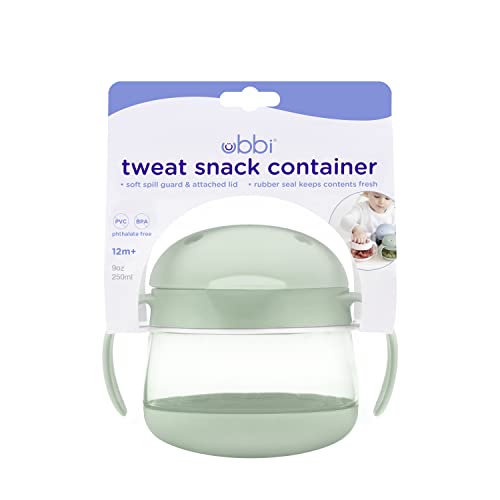Ubbi Tweat No Spill Snack Container for Kids, BPA-Free, Toddler Snack Container, Sage